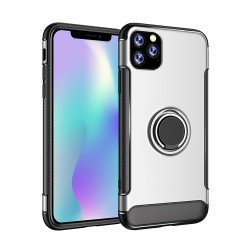iPhone 11 Pro (5.8in) 360 Rotating Ring Stand Hybrid Case with Metal Plate (Silver)